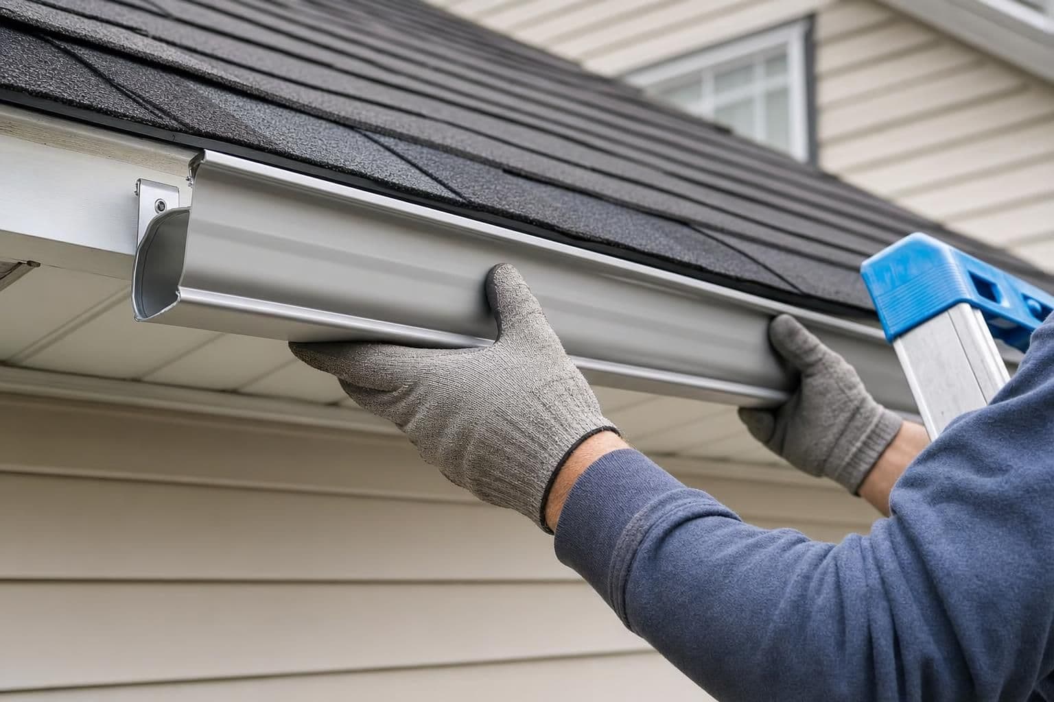 Installing a seamless aluminum rain gutter
